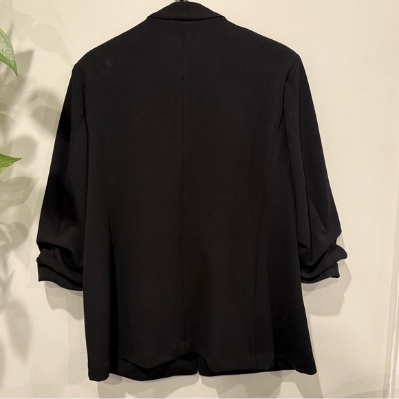 Premise Woman Relaxed Blazer Cardigan with Rouched Sleeves Size 1XL Black - Picture 5 of 5